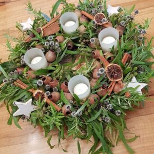 Wreath / Centrepiece - Garden Greens & Natural Embellishments